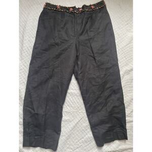 Larry Levine Women's Size 6 Linen Capris  Rayon Casual Beaded‎